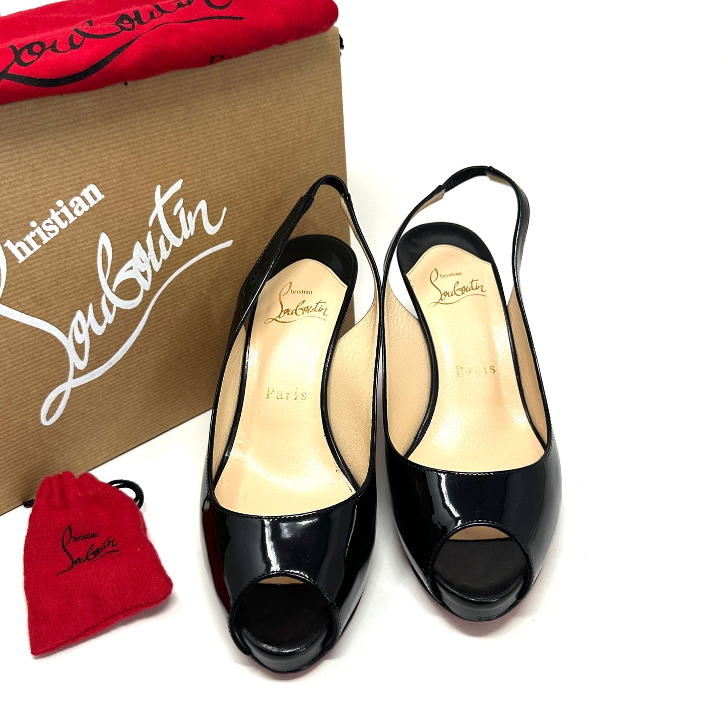 Christian Louboutin Prive 90 Black Patent Calf Pump 36.5