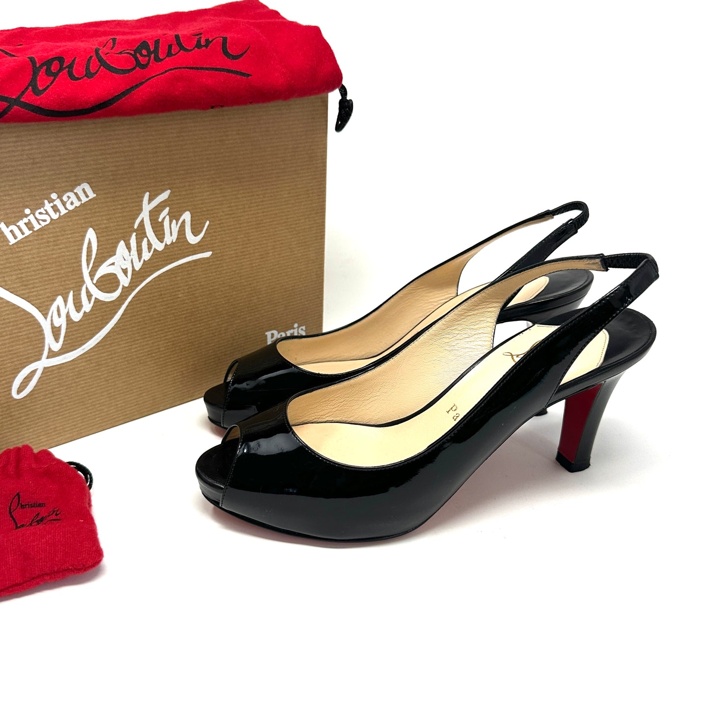 Christian Louboutin Prive 90 Black Patent Calf Pump 36.5