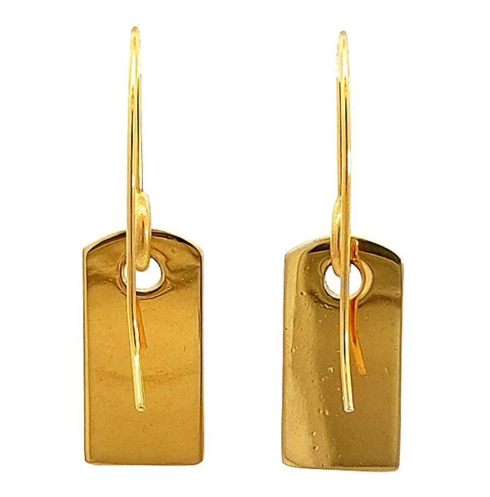 DIOR GOLD TONE TAG EARRINGS