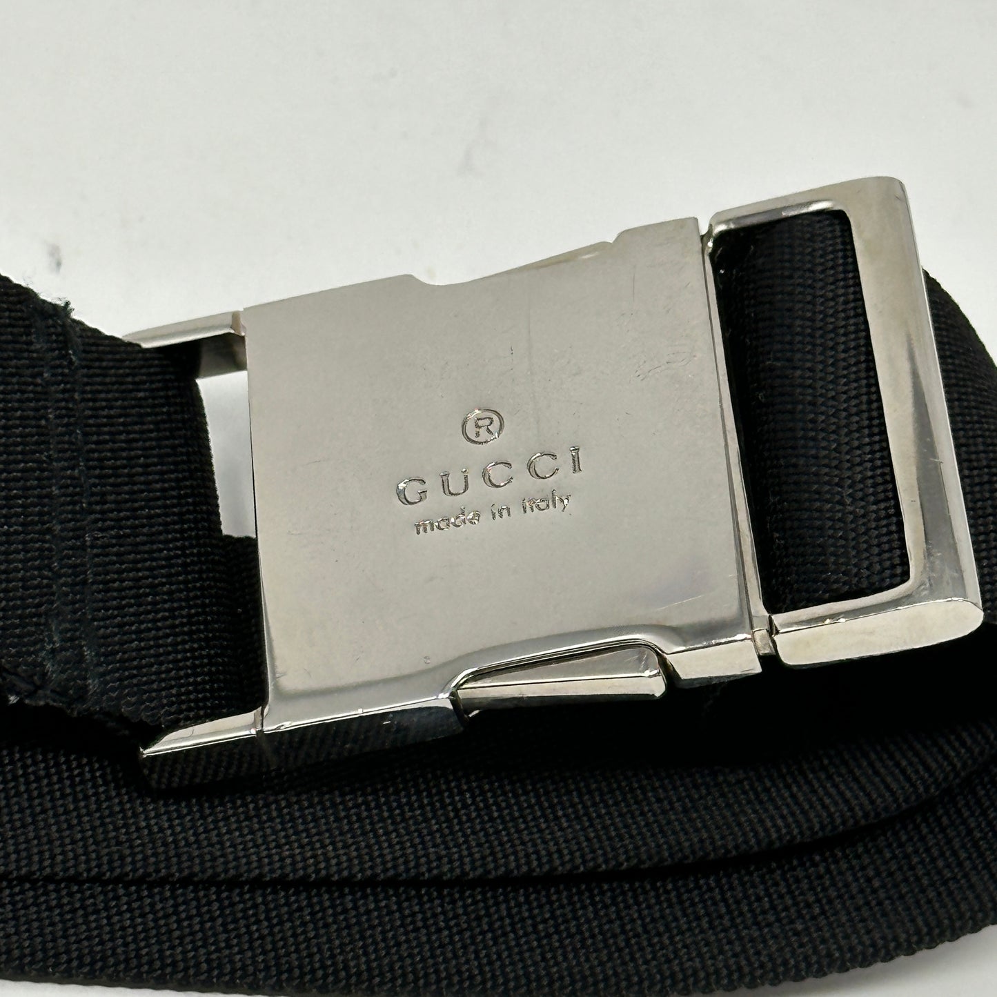 GUCCI DOUBLE BELT BAG GG CANVAS BLACK