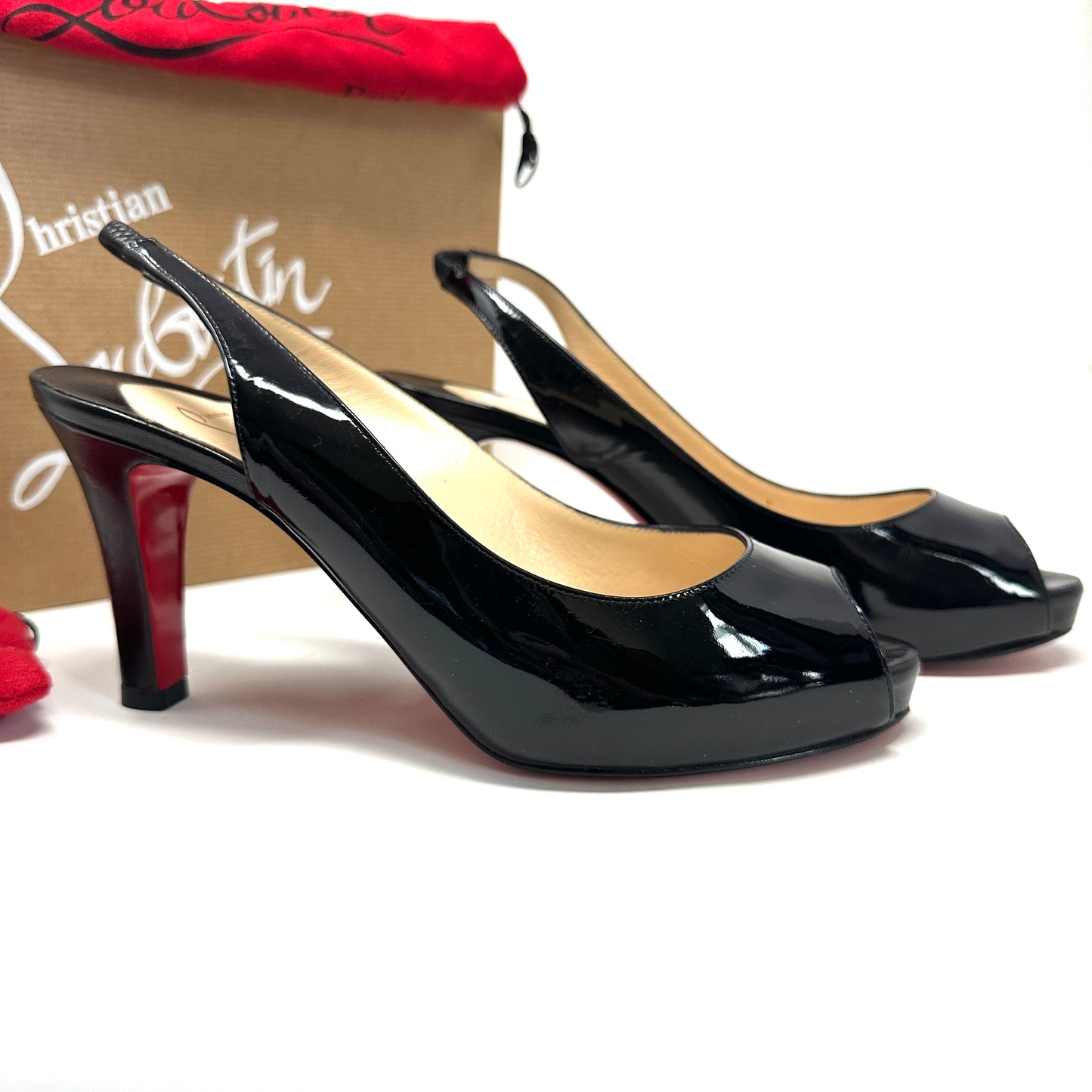 Christian Louboutin Prive 90 Black Patent Calf Pump 36.5