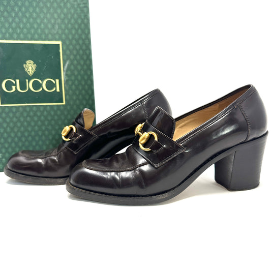 Gucci Vintage Horse bit block loafers brown 7