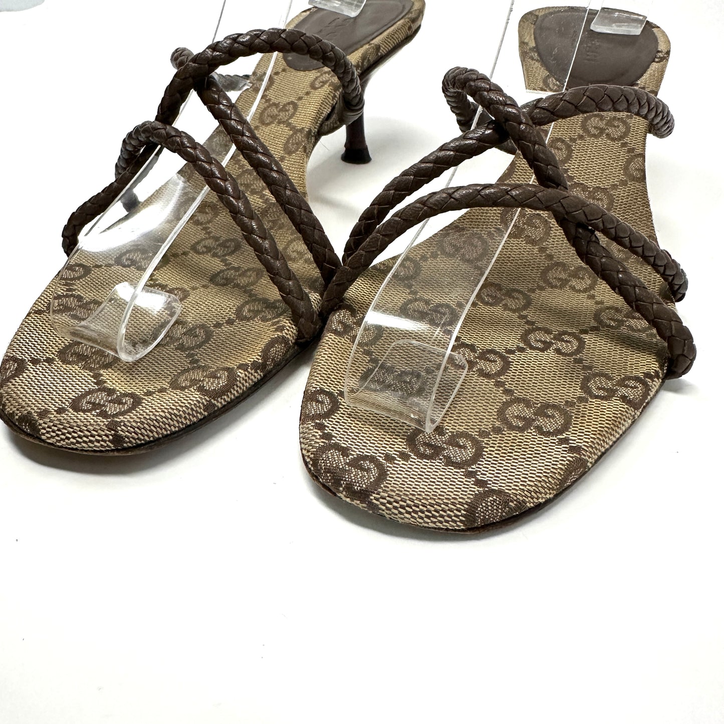 Gucci Brown Supreme Monogram Canvas Heels 7