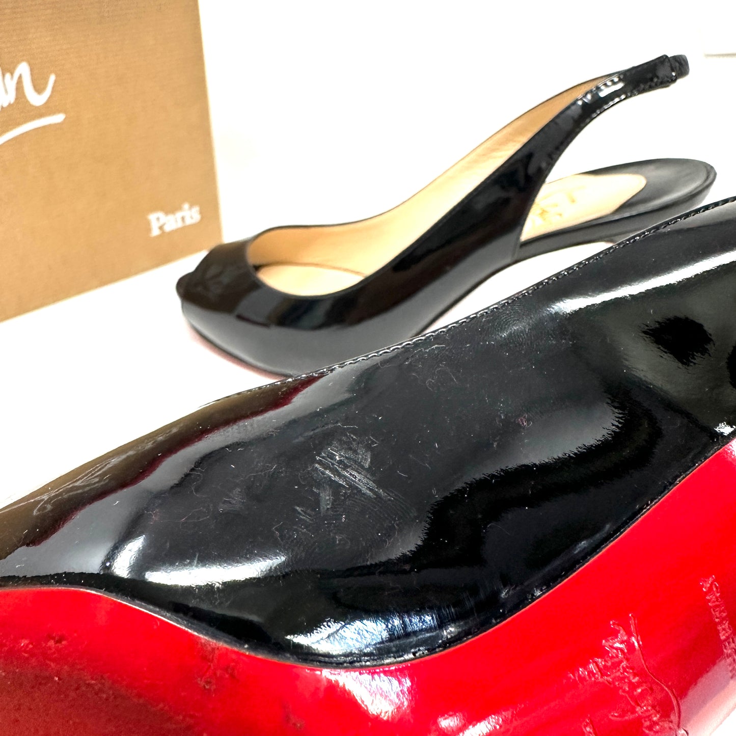 Christian Louboutin Prive 90 Black Patent Calf Pump 36.5