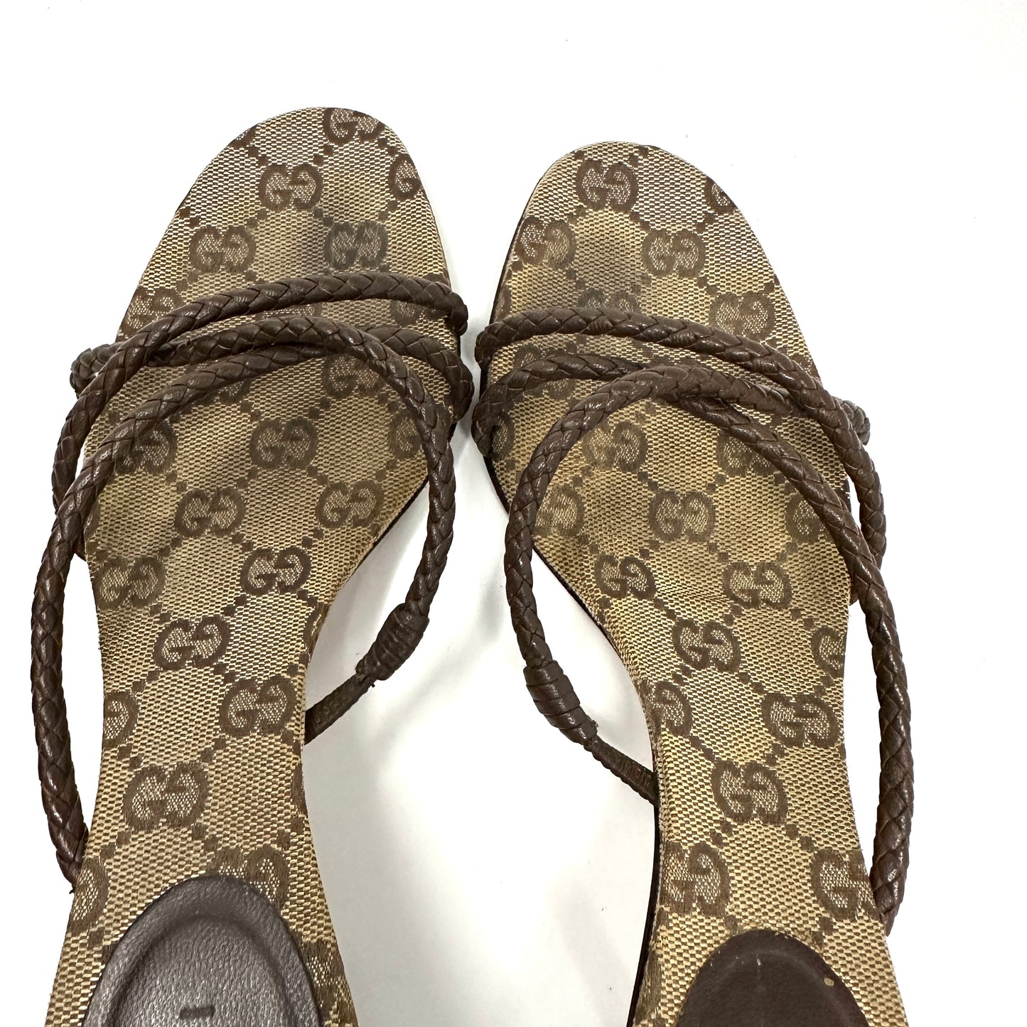 Gucci Brown Supreme Monogram Canvas Heels 7