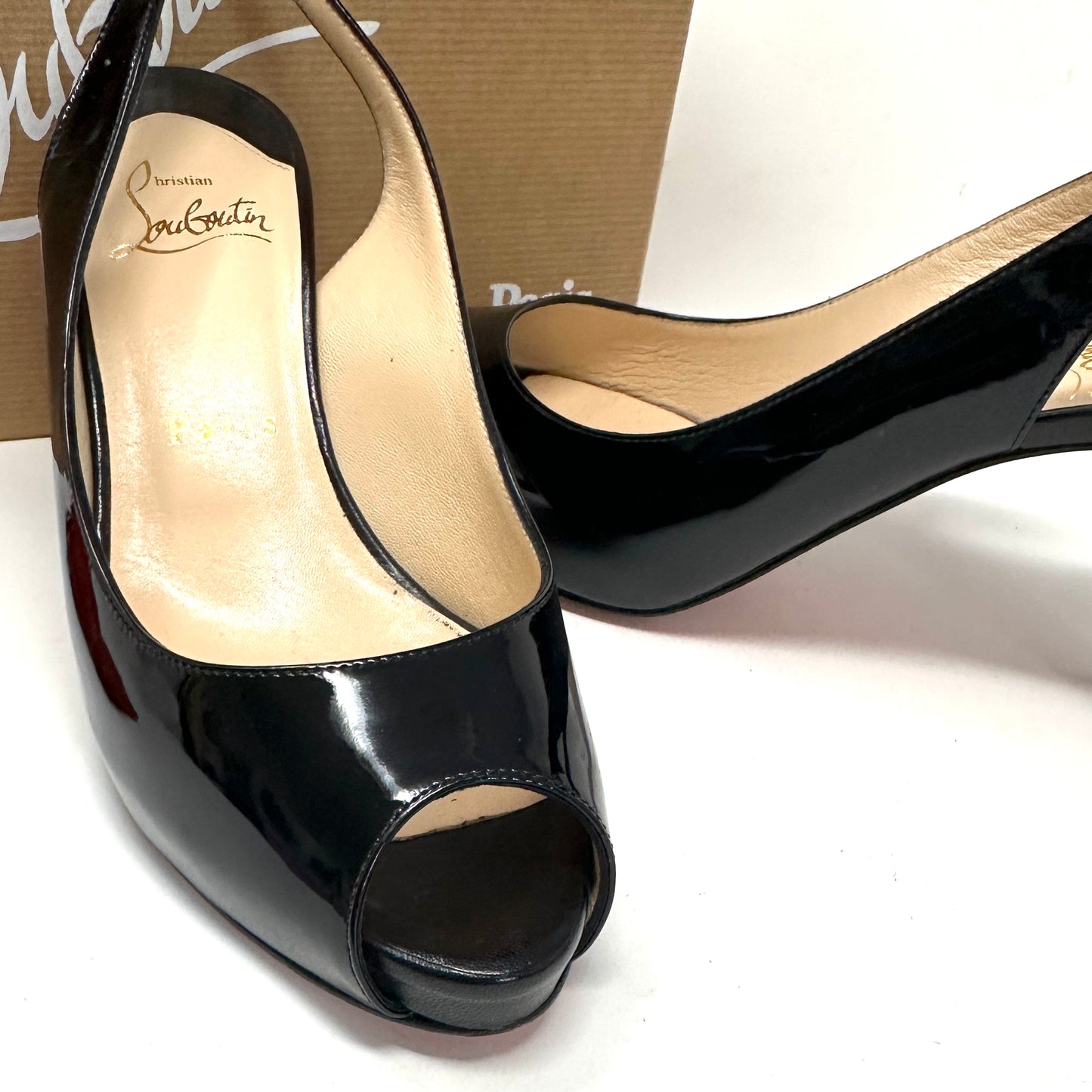 Christian Louboutin Prive 90 Black Patent Calf Pump 36.5