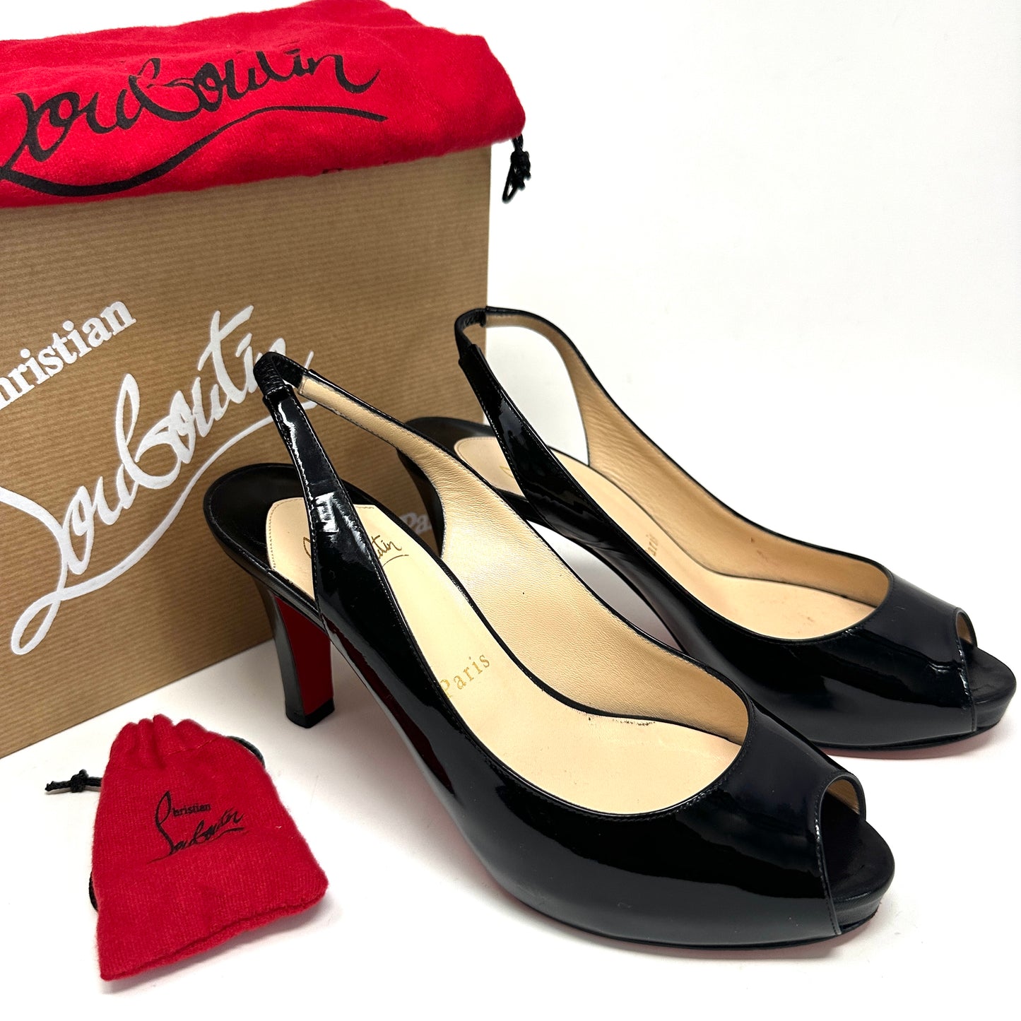 Christian Louboutin Prive 90 Black Patent Calf Pump 36.5