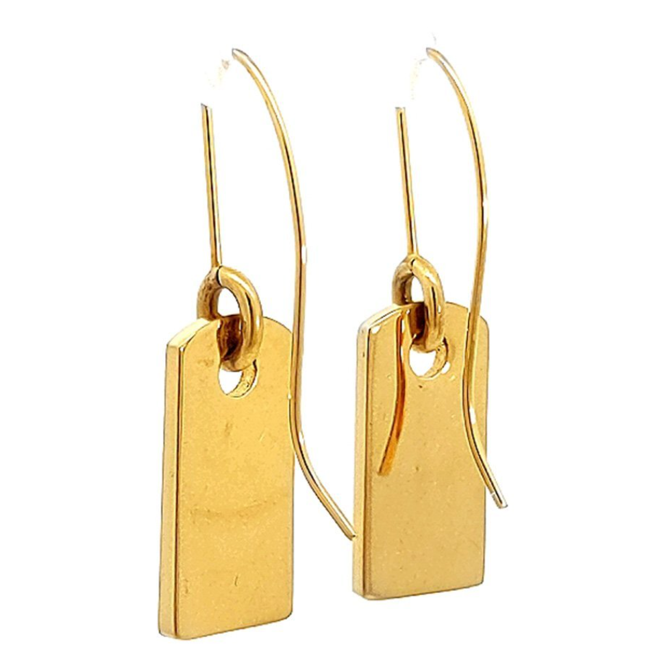 DIOR GOLD TONE TAG EARRINGS