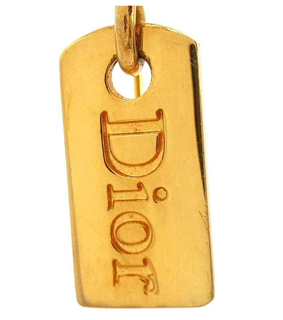 DIOR GOLD TONE TAG EARRINGS