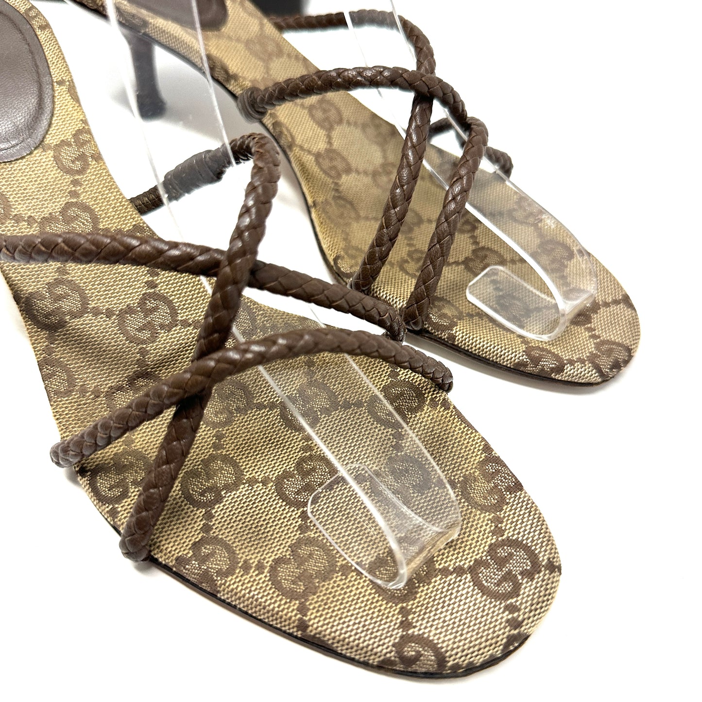 Gucci Brown Supreme Monogram Canvas Heels 7