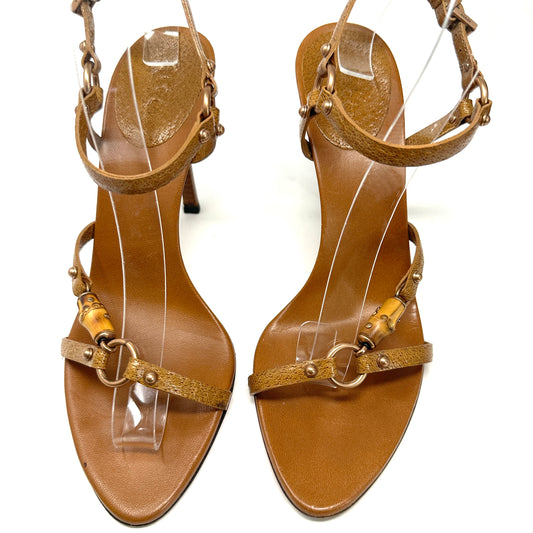 Gucci Brown bamboo strappy sandals 7.5