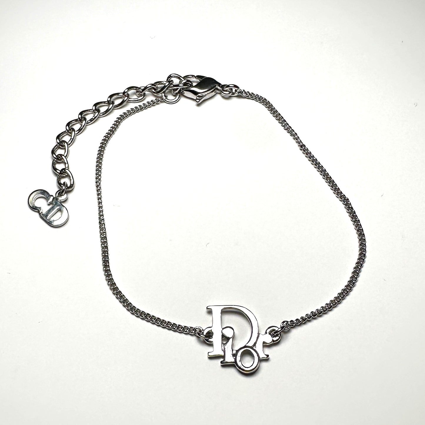 DIOR SILVER LOGO ADJUSTABLE BRACELET