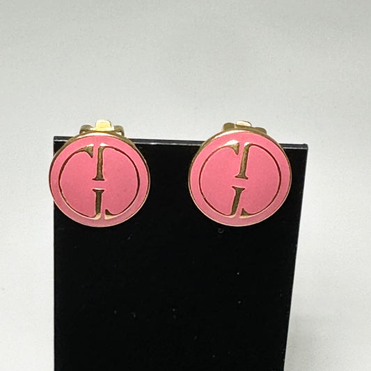 GUCCI VINTAGE ENAMEL CLIP ON EARRINGS GG