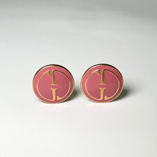 GUCCI VINTAGE ENAMEL CLIP ON EARRINGS GG