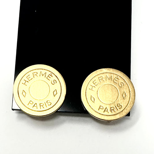 HERMES GOLD CLIP ON EARRINGS