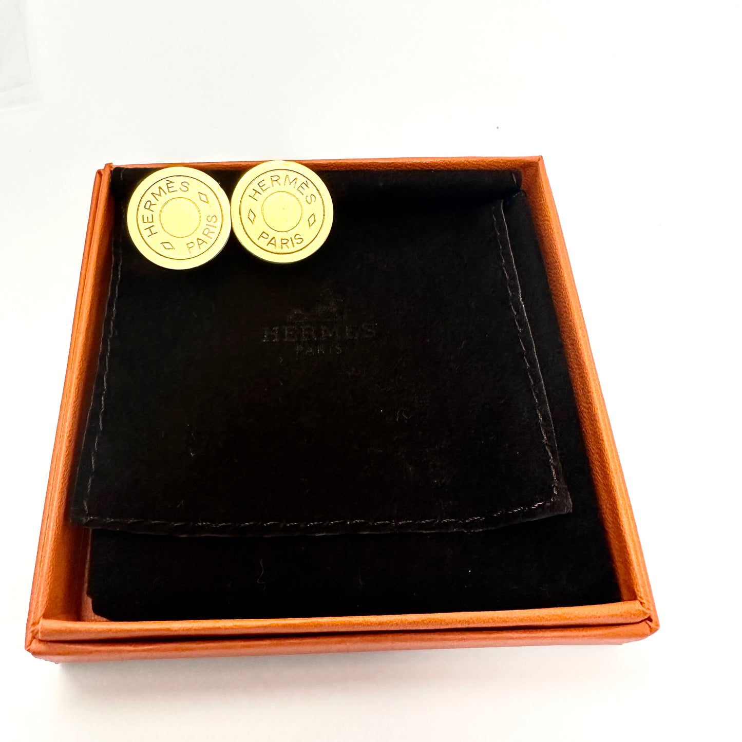 HERMES GOLD CLIP ON EARRINGS