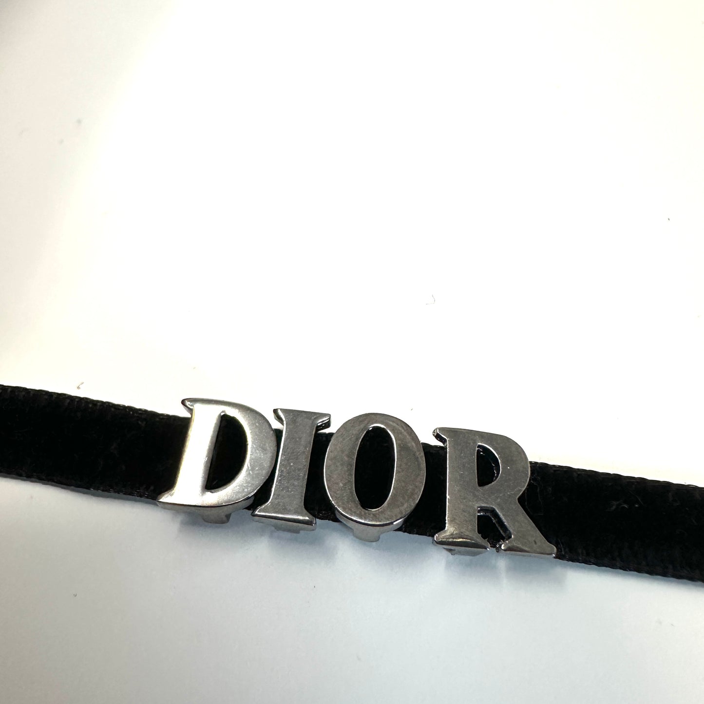 DIOR SILVER VELVET CHOKER