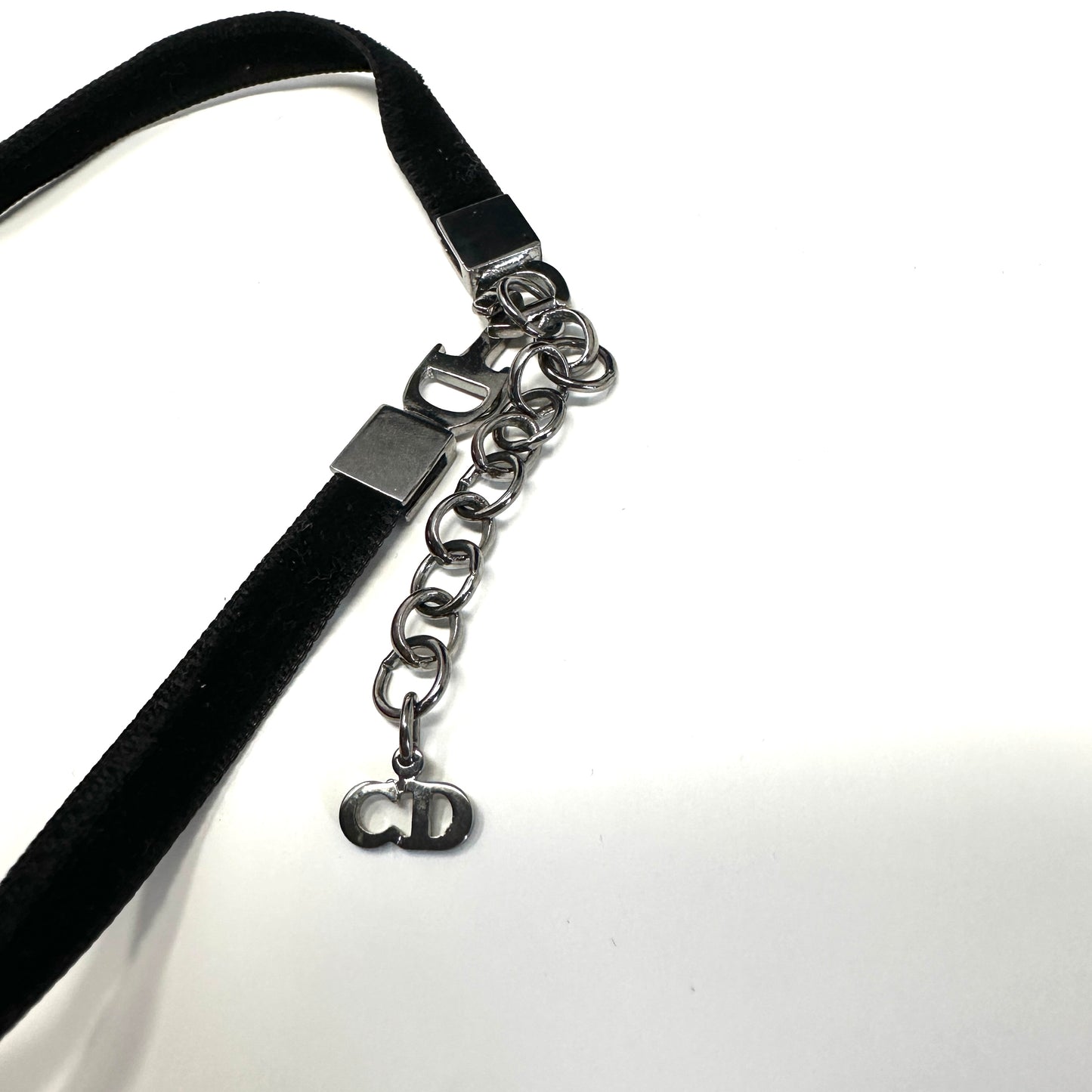 DIOR SILVER VELVET CHOKER