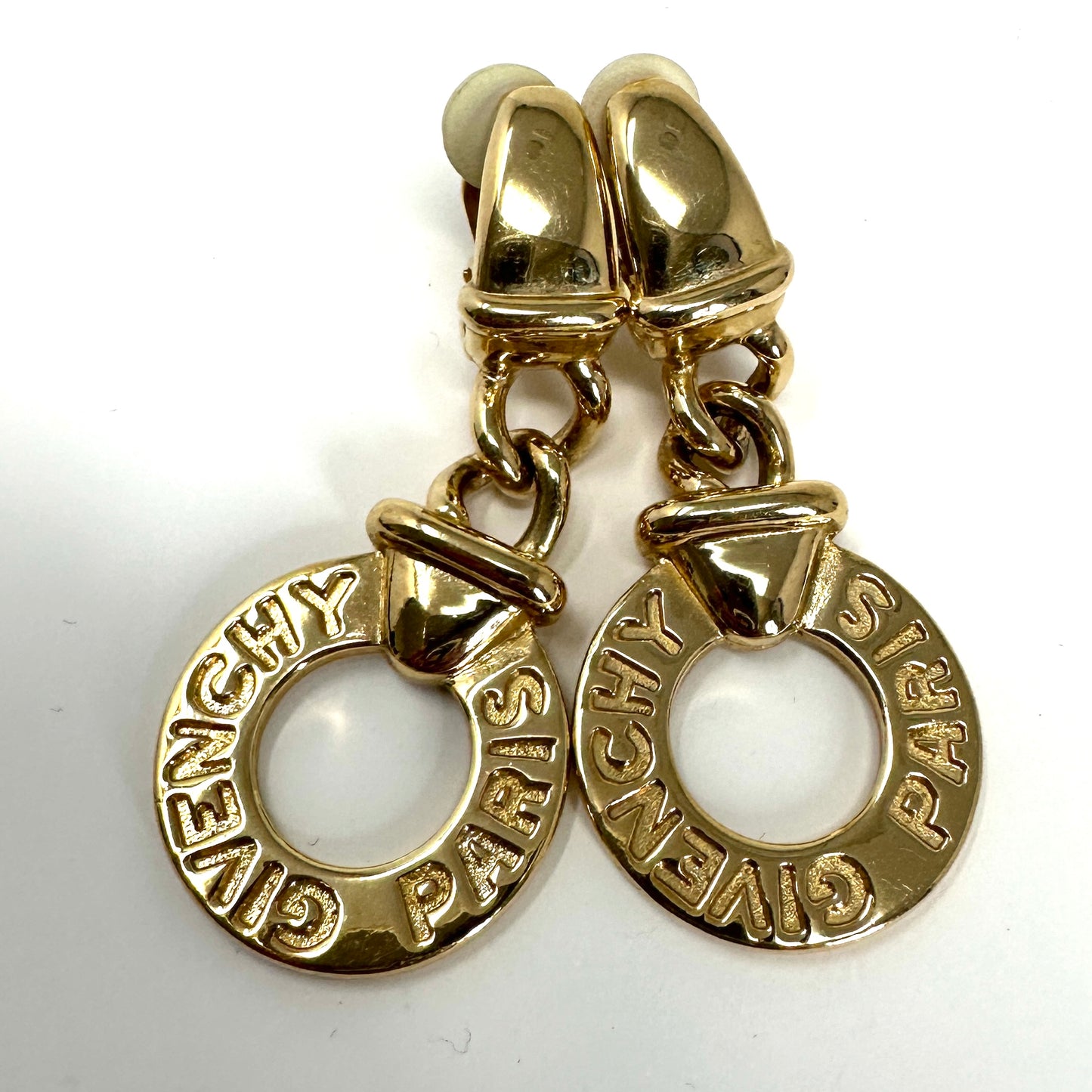 GIVENCHY CLIP ON GOLD TONE EARRINGS