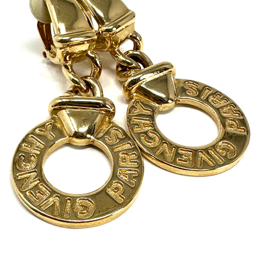 GIVENCHY CLIP ON GOLD TONE EARRINGS