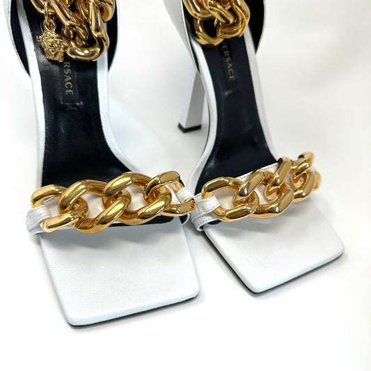 VERSACE MEDUSA CHAIN WHITE HIGH HEEL 37