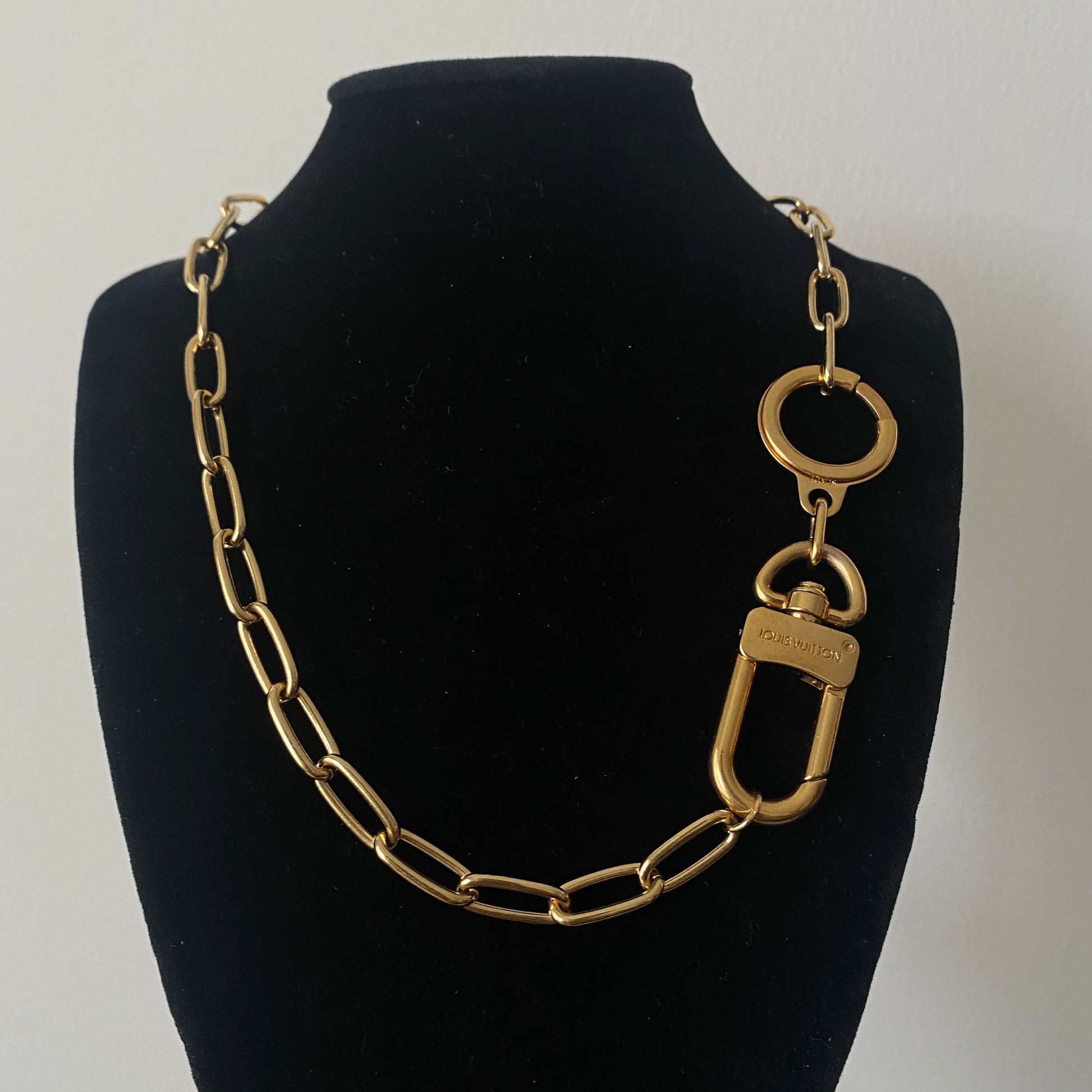 Louis Vuitton Lock Necklace with Box Link Chain Upcycled and